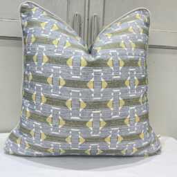 Cushions Made in Fermoie Sicily Luxury Designer Decorative Blue Yellow Cotton Decor Cushion Pillow Throw Cover - thumbnail 2