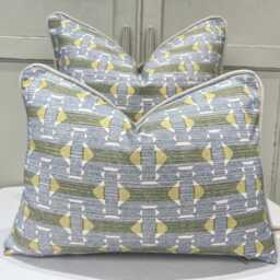 Cushions Made in Fermoie Sicily Luxury Designer Decorative Blue Yellow Cotton Decor Cushion Pillow Throw Cover - thumbnail 1