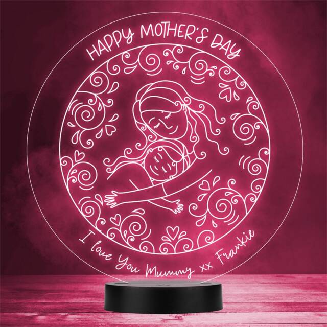 Mother's Day Mum & Daughter Mummy Personalised Gift Any Colour Led Night Light - image 1