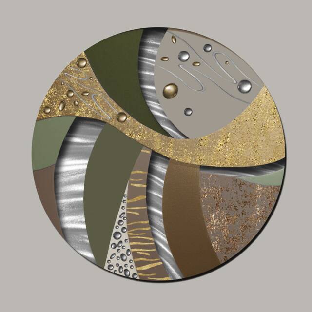 Olive & Gold 3D Metal Wall Art - Circular Aluminum Sculpture Sculptural Decor For Contemporary Spaces - image 1