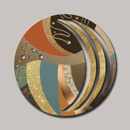 Olive & Gold 3D Metal Wall Art - Circular Aluminum Sculpture Sculptural Decor For Contemporary Spaces - thumbnail 2
