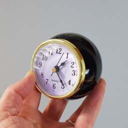 Small Black Desk Clock, A Handmade Ceramic Ball Clock in Retro Vintage Style - thumbnail 3