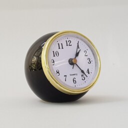 Small Black Desk Clock, A Handmade Ceramic Ball Clock in Retro Vintage Style - thumbnail 2