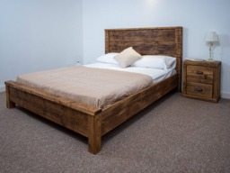 The York Bed Frame Chunky Reclaimed Pine Wood With Loft End Footboard All Sizes Available Free UK Delivery. Extra Thick 4.5cm Slats