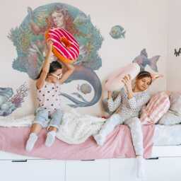 Mermaid Cartoon World Wall Stickers For Children's Room, Pastel Kids Room Decor, Fantastic Decal Baby Self Adhesive - thumbnail 3