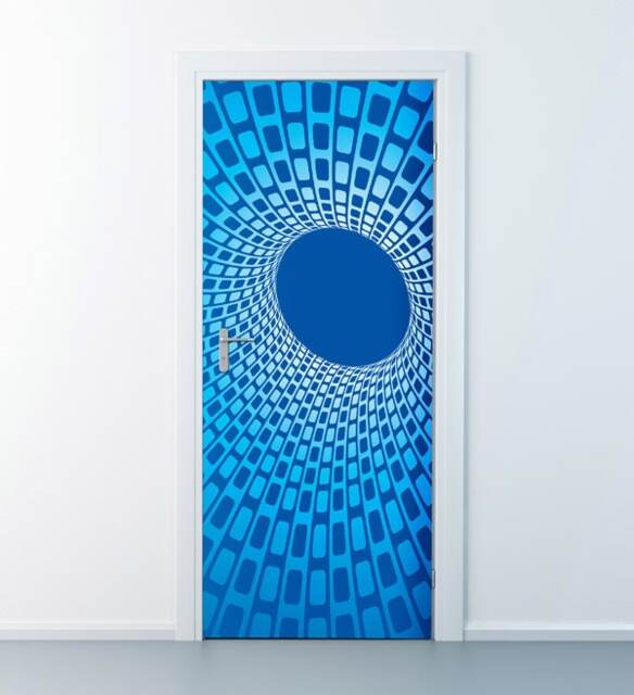 Door Sticker, Blue Vortex Wall Art, Wallpaper, Mural, Abstract Decor Wrap, Fridge Office