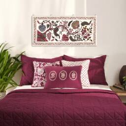 Plum Or Maroon Cotton Quilted Bed Set, Sizes Available - thumbnail 2