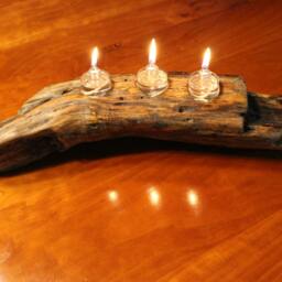 Candle Holder // Centerpiece Natural Wood Driftwood Reclaimed Wood Glass Candles Wabi Sabi Lamp Oil - thumbnail 2