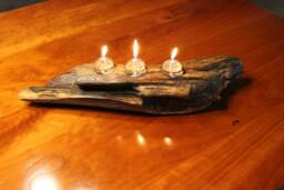 Candle Holder // Centerpiece Natural Wood Driftwood Reclaimed Wood Glass Candles Wabi Sabi Lamp Oil