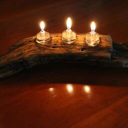 Candle Holder // Centerpiece Natural Wood Driftwood Reclaimed Wood Glass Candles Wabi Sabi Lamp Oil - thumbnail 3