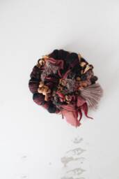 "Woven Wall Hanging - Round Weaving/Fiber Art - ""Sultry" - thumbnail 1