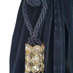 Luxury Blue Curtain Drapery Crystal Beaded Head Tassel Dual Rope Tie Back Handmade Decorative/Window Treatment Single Drape Holding/Holdback - thumbnail 3
