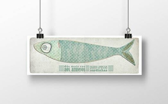 Original Portuguese Sardine Wall Art Printing Poster Illustration Print Drawings Graphic Design Work Home Decor