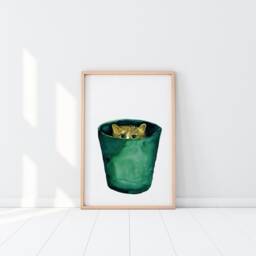 Cat Print, 29, 7x42 cm, Porcupine Poster, Home Deco, Watercolour, Animal Cute Animal, Kitty Nature, Urbanjunglestories - thumbnail 2