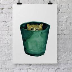 Cat Print, 29, 7x42 cm, Porcupine Poster, Home Deco, Watercolour, Animal Cute Animal, Kitty Nature, Urbanjunglestories - thumbnail 3