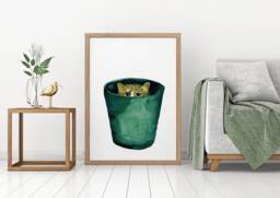 Cat Print, 29, 7x42 cm, Porcupine Poster, Home Deco, Watercolour, Animal Cute Animal, Kitty Nature, Urbanjunglestories - thumbnail 1