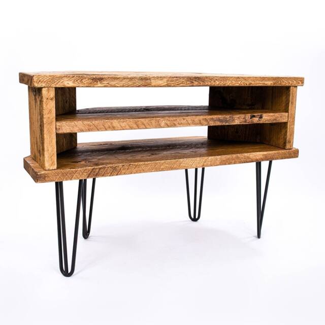 Cottage Hairpin Tv Stand -By Dab Chic & Vintage/Bespoke Rustic Sideboard Living Furniture Handmade Solid Wooden Industrial Steel - image 1