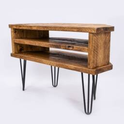 Cottage Hairpin Tv Stand -By Dab Chic & Vintage/Bespoke Rustic Sideboard Living Furniture Handmade Solid Wooden Industrial Steel - thumbnail 2