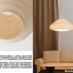 Kanava Handmade Pendant Light Crochet Hanging Lamp For Japandi Living Room, Nordic Home Lampshade - thumbnail 4