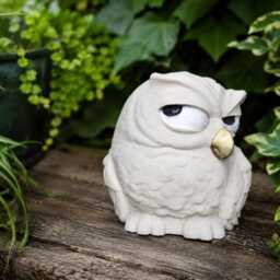 Cast Stone Owl Garden Ornament - Hand-Painted Gold Beak Statue - thumbnail 3