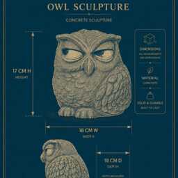 Cast Stone Owl Garden Ornament - Hand-Painted Gold Beak Statue - thumbnail 4