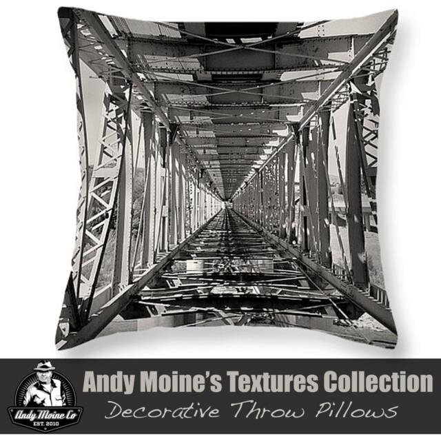 Unique Throw Pillow, Black & White Photo, Double Decker Railway Bridge, Awatere River Bridge Marlborough New Zealand - image 1