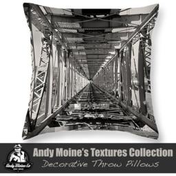 Unique Throw Pillow, Black & White Photo, Double Decker Railway Bridge, Awatere River Bridge Marlborough New Zealand - thumbnail 1