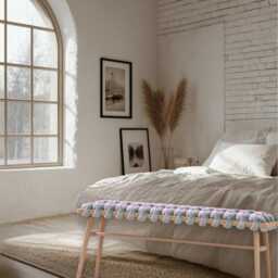 Gray Velvet Woven Bench Entryway - Handmade Beechwood Hallway Mudroom Woven Bedroom Bench Statement - thumbnail 4
