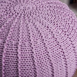 Knitted Lavender Pouf, Purple Crochet Ottoman, Violet Floor Pillow, Round Footstool, Nursery Decor, Floor Cushion, Large Pouf - thumbnail 2