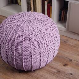 Knitted Lavender Pouf, Purple Crochet Ottoman, Violet Floor Pillow, Round Footstool, Nursery Decor, Floor Cushion, Large Pouf - thumbnail 3