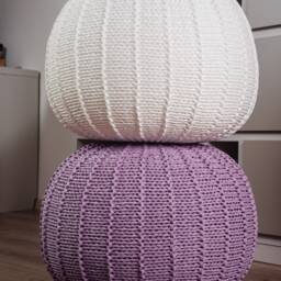 Knitted Lavender Pouf, Purple Crochet Ottoman, Violet Floor Pillow, Round Footstool, Nursery Decor, Floor Cushion, Large Pouf - thumbnail 4