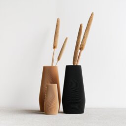 Geometric Wave Vase - Beige Or Black Color For Fresh Dried Flowers - thumbnail 1