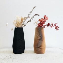 Geometric Wave Vase - Beige Or Black Color For Fresh Dried Flowers - thumbnail 3