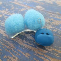 Puff Ball Blue Caterpillar - Miniature Fairy Garden Terrarium - thumbnail 2