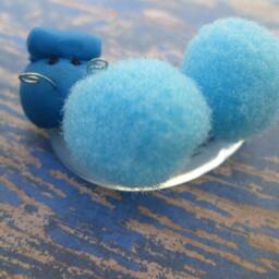 Puff Ball Blue Caterpillar - Miniature Fairy Garden Terrarium - thumbnail 3