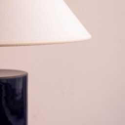 Handmade Ceramic Table Lamp, A Lighting & Decorative Object. Bright Blue Base Canvas Shade - thumbnail 3
