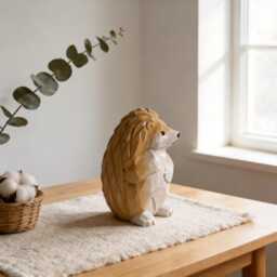 Hand Carved Wooden Hedgehog Figurine, Grumpy Woodland Animal Decor, Whimsical Desk Pet, Rustic Shelf Sitter, Unique Gift For Nature Lover - thumbnail 4
