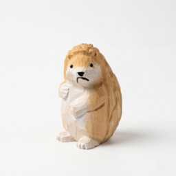 Hand Carved Wooden Hedgehog Figurine, Grumpy Woodland Animal Decor, Whimsical Desk Pet, Rustic Shelf Sitter, Unique Gift For Nature Lover - thumbnail 2