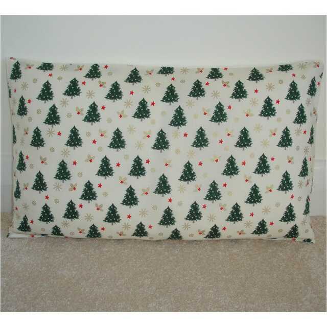 "Christmas Pillow Cover Oblong Bolster Sham 12X20 Throw Holidays Xmas Trees Cushion Case 20""X12"