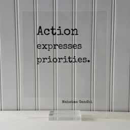 Mahatma Gandhi - Floating Quote Action Expresses Priorities. Art Print Motivational Inspirational Gandhism - thumbnail 3