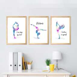 Gymnast Girl Personalized Poster Set Affirmation Wall Art - thumbnail 3