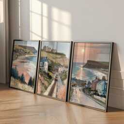 Set Of 3 Saltburn-By-The-Sea Posters, UK Coastal Wall Art, Seaside Print Set, Beach Decor, Modern Travel Artwork, British Style - thumbnail 3
