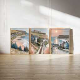 Set Of 3 Saltburn-By-The-Sea Posters, UK Coastal Wall Art, Seaside Print Set, Beach Decor, Modern Travel Artwork, British Style - thumbnail 2