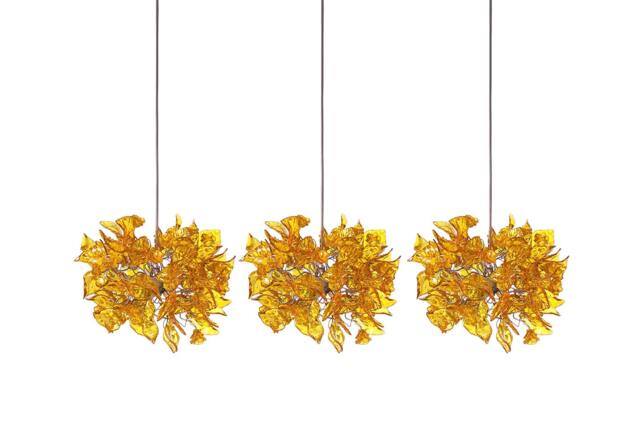 Lighting - Triple Pendant Light With Yellow Flowers & Leaves For Kitchen Island, Dining Room - image 1