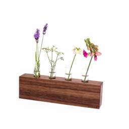 Elegant Wooden Vase Made Of Walnut With Test Tubes Decorative Flower For Wedding Table Decoration Minimalist Home Accessory - thumbnail 3
