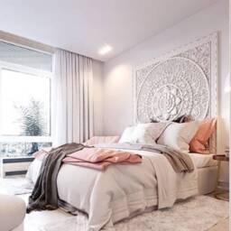 Large Extra Thick Teak King Bed Frame Headboard Bohemian Lotus Flower Mandala Wood Wall Art Panels, Hand Carved Headboard Wall Mounted 72 - thumbnail 4