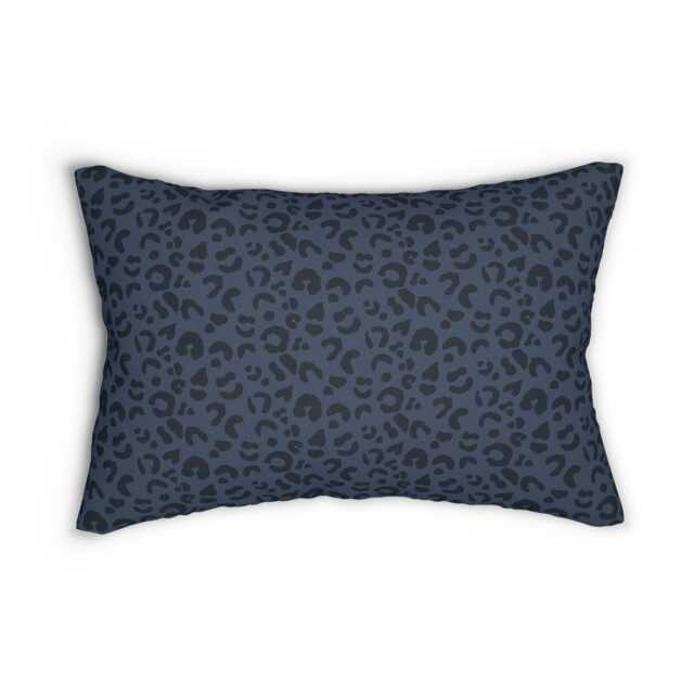 Lumbar Pillow, Leopard Print, Tonal Navy Blue, Safari Jungle Decor, Animal Modern Bold, Boho Accent Cushion, Cheetah Print 20x14 - image 1