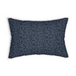 Lumbar Pillow, Leopard Print, Tonal Navy Blue, Safari Jungle Decor, Animal Modern Bold, Boho Accent Cushion, Cheetah Print 20x14