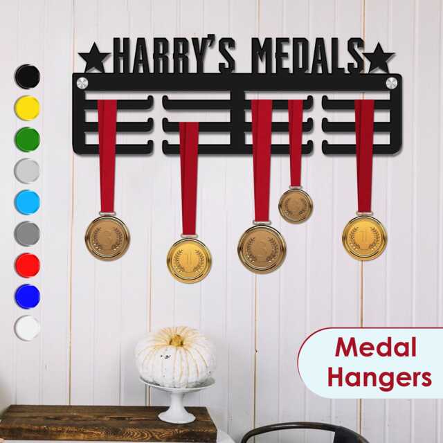 Personalised Medal Hanger Holder Any Name Display 3mm Thick Acrylic, Bedroom Wall Hanging, Display, Art - image 1