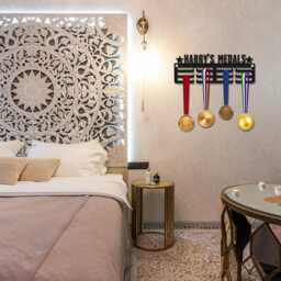 Personalised Medal Hanger Holder Any Name Display 3mm Thick Acrylic, Bedroom Wall Hanging, Display, Art - thumbnail 2
